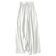 thumbnail image 2 of DPTALR George Women's Linen Summer Palazzo Pants,Casual Flowy Wide Leg,Drawstring High Waist Beach Trousers with Pockets,White,Size L, 2 of 9