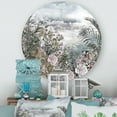 thumbnail image 2 of Designart 'Abstract Retro Flowers By The Sea Side' Vintage Circle Metal Wall Art 11x11 - Disc of 11, 2 of 5