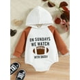 thumbnail image 3 of Seyurigaoka Newborn Baby Girls Fall Hooded Romper Tops Long Sleeve Football Letter Print Raglan Bodysuit for 0-18M Toddler Kids, 3 of 9