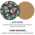 thumbnail image 6 of SKYSONIC Round Drink Coasters 2 Pcs Roses Skulls Absorbent Ceramic Coaster with Cork Base for Coffee Cups for Home Decor, 6 of 6
