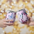 thumbnail image 2 of 12oz Stemless Wine Tumblers Pink Butterfly Pattern Vacuum Insulated Stainless Steel Travel Tumbler Cups Mug with Lid and Straw for Champaign,Cocktail,Beer with Cleaning Brush, 2 of 5
