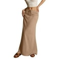 thumbnail image 3 of Women’s Linen Maxi Skirt with Elastic Drawstring Waist Flowy A-Line Long Skirt for Spring & Summer Casual Outfits Earthy Yellow M, 3 of 6