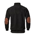 thumbnail image 5 of LWavelet Men's Ribbed Fabric Color Block Quarter Zip Pullover - Elbow Patches Casual Fall Winter Top Black 2XL, 5 of 6
