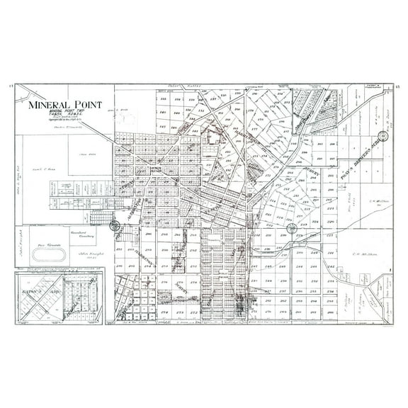 Historic City Map - Mineral Point Wisconsin - Ogle 1915 - 36.59 x 23 - Vintage Wall Art