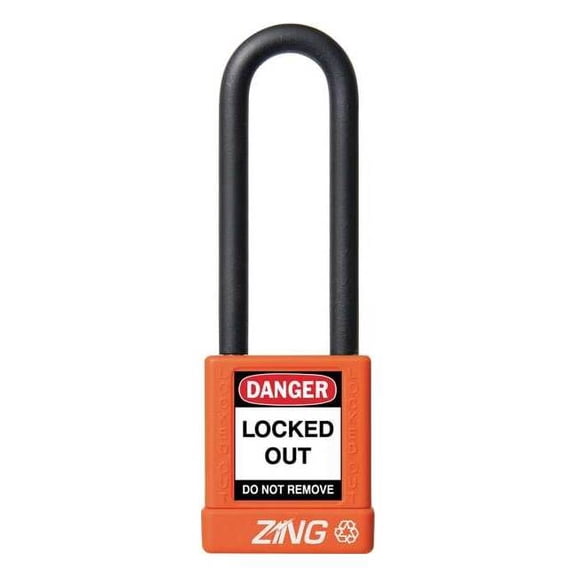 Zing Lockout Padlock,KD,Orange,1-3/4"H 7058
