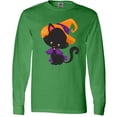thumbnail image 3 of Inktastic Black Cat, Cat Wearing Witch Hat, Halloween Long Sleeve T-Shirt, 3 of 5