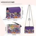 thumbnail image 6 of SCRAWLGOD Daisy Floral Print Pink Violet Small Crossbody Bags for Women Trendy, PU Leather Womens Cell Phone Purse Crossbody Handbag Purse with Detachable Chain, 6 of 7