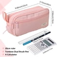 thumbnail image 3 of Rirool Large Capacity Pencil Case with Initial Letter, Expandable Pencil Pouch with Zipper, Cute Aesthetic Pen Bag for School Supplies, Kids Teen Girls Adults Pink, 3 of 5