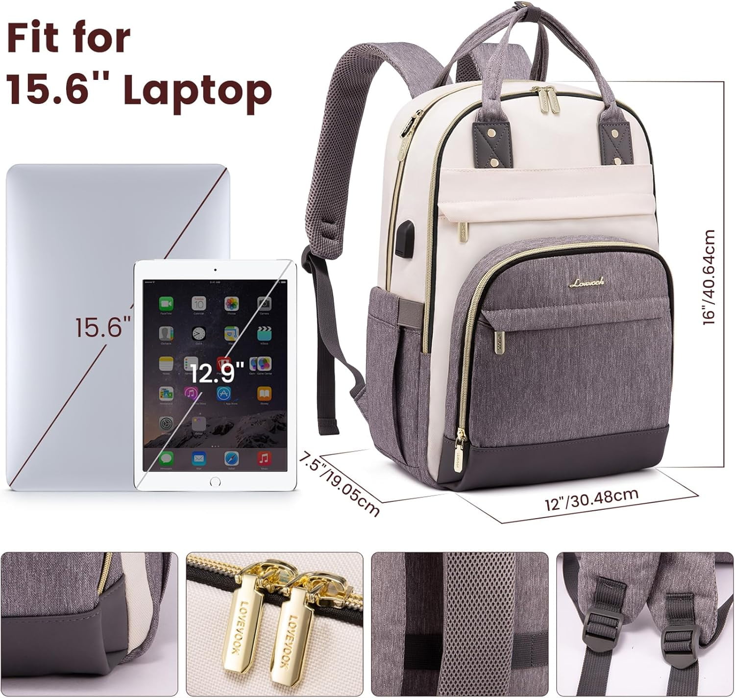 LOVEVOOK Backpack for Women, Fits 15.6 Inch Laptop Bag, School Backpacks, Fashion Travel Work Anti-theft Bag, Business Computer Waterproof College Backpack Purse