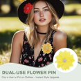 thumbnail image 4 of Uxcell 3.54 x 3.54 inch Flower Brooch Pin Hair Flower Clips Floral Brooch Fabric Handmade Hairpin Yellow, 4 of 7