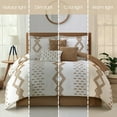 thumbnail image 4 of Lanco 7 Piece White Taupe Comforter Set, King Size， All Season Geometric Pattern Bedding Set, Matching Bed Skirt, Pillows & Shams, 4 of 7
