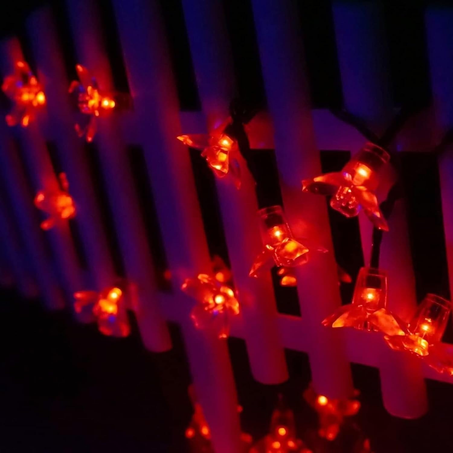 Solar Cherry Blossom Light String, 16FT 20 LED Waterproof Flower Fairy Lights with 8 Modes, Solar Powered Outdoor Garden Lights for Wedding, Christmas, Patio, Home Decor