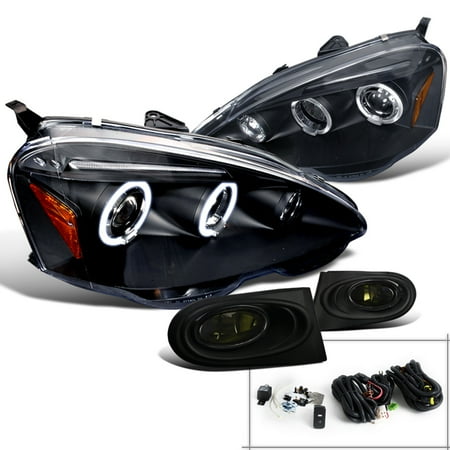 - Spec-D Tuning For 2002-2004 Acura Rsx Black Dual Halo Led Projector Headlights + Smoke Fog Lights (Left+Right) 2002 2003 2004