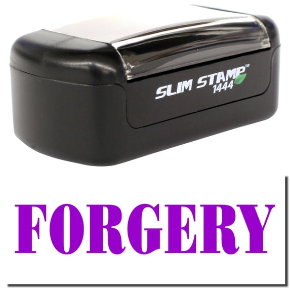 Slim Pre-Inked Forgery Stamp, Slim 1444, Ultra Slim Design, Impression Size 1/2" by 1-3/4", Up to 25,000 Impressions - Purple Ink