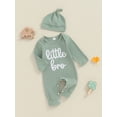 thumbnail image 5 of Yunliwuli Baby Boys Jumpsuit Set, Long Sleeve Crew Neck Letters Print Romper with Hat Fall Outfit, 5 of 9