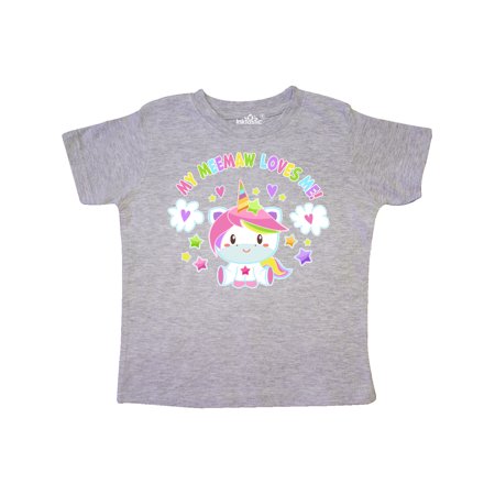 

Inktastic My Meemaw Loves Me with Cute Rainbow Unicorn Gift Toddler Boy or Toddler Girl T-Shirt