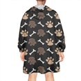 thumbnail image 2 of Paw Prints and Bones Wearable Oversized Blanket,Wearable Blanket Hoodie for Adults,Cozy Hooded Blankets with Super Pockets,Super Warm Fuzzy Pullover for Women & Men, 2 of 6