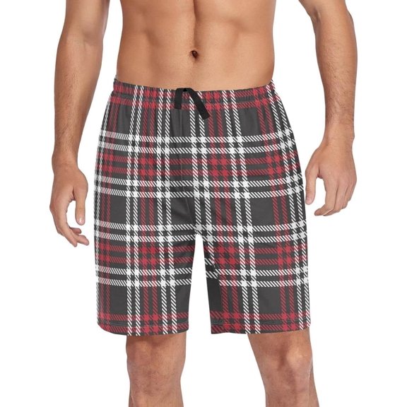 GZHJMY Buffalo Plaid Pajama Pants Short for Men, Lounge Pants Lightweight Men Pajama Bottoms with Drawstring Pockets, Christmas New Year Birthday Gifts, Large