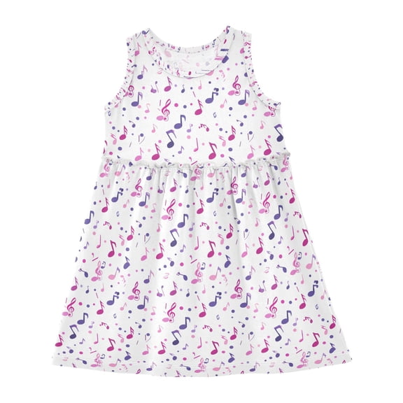 Dress Musical Symbols Sleeveless Dress for Hem A-Line Casual Sundress