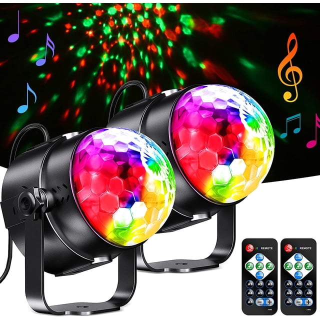 Hongchun Disco Ball 2 Pack, Party Light Sets, Rotating Disco Light Ball, Party Light 7 RGB Colors Stage Lamp with Remote Control, Disco Ball for Disco, Party, Karaoke, DJ, Christmas, Bar