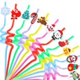 thumbnail image 1 of Pajitas DoyoDoya Christmas, 24 unidades, para fiestas infantiles, 1 of 7