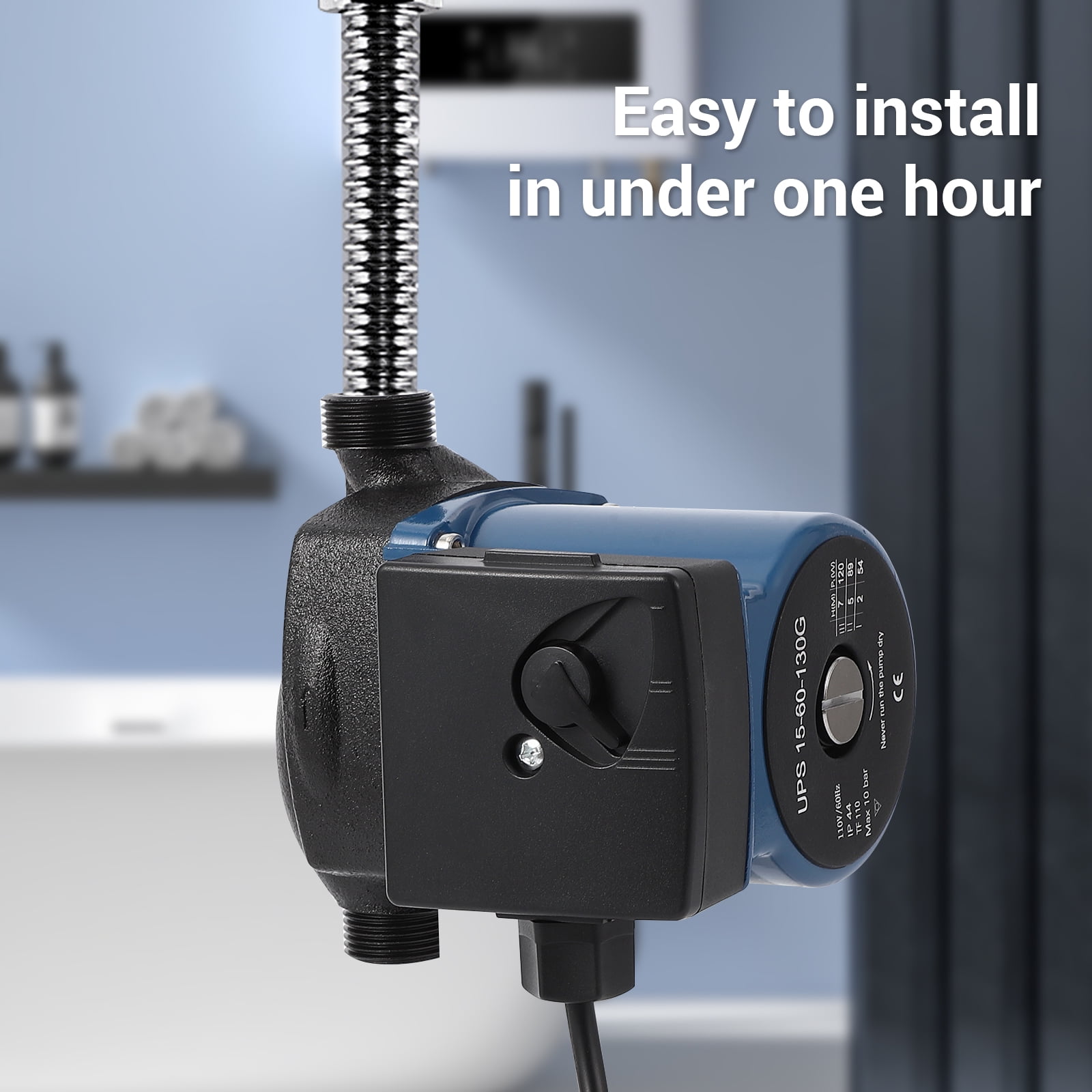 ChaoLink 120W 110V Hot Water Recirculating Pump | 9.5 GPM Cast Iron Circulation Pump for Water Heater & Hydronic Floor Heating | 3-Speed Control, Low Power & Ultra-Quiet Operation