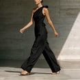 thumbnail image 6 of Npasoilc Waist Cinched Diagonally Shoulder Wide Leg Jumpsuits for Women Crew Neck Sleeveless Summer Pants, 6 of 9