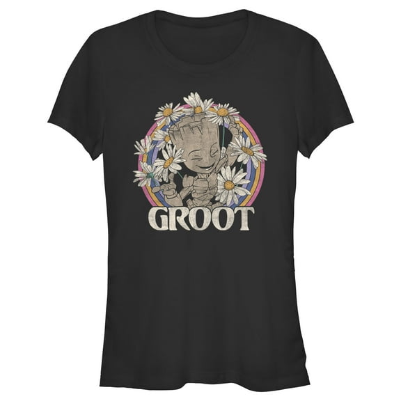 Junior's Guardians of the Galaxy Groot Springtime  Graphic Tee Black Medium