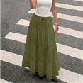 thumbnail image 4 of Women's Army Green Multi Layer Maxi Skirt Drawstring Casual Summer Vacation Skirt, 4 of 22