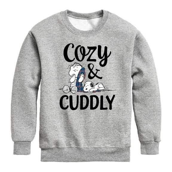 Peanuts - Snoopy and Linus Cozy And Cuddly - Toddler And Youth Crewneck Fleece Sweatshirt
