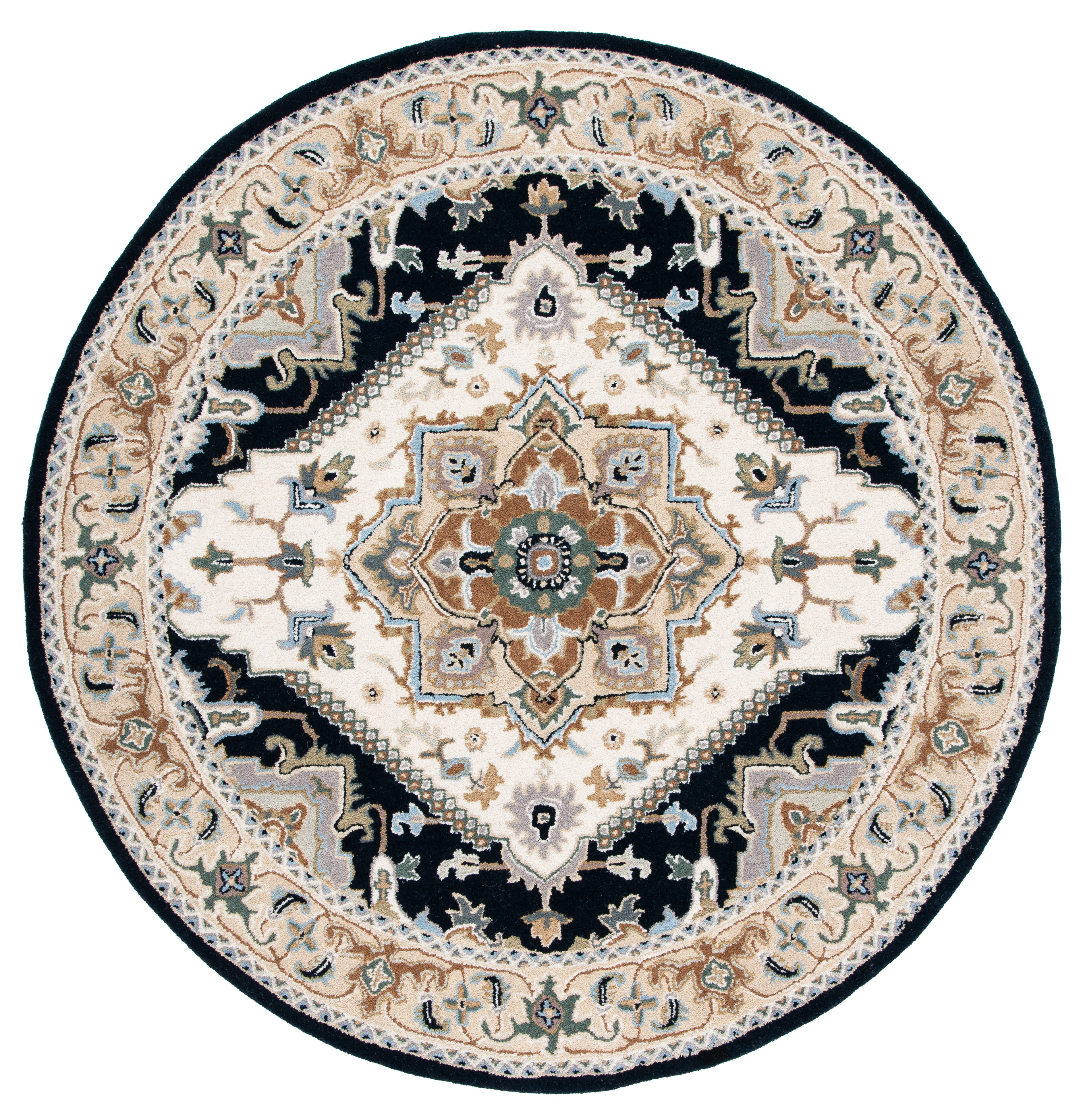 Safavieh Heritage York Oriental Wool Area Rug, Beige/Navy, 6' x 9' Oval