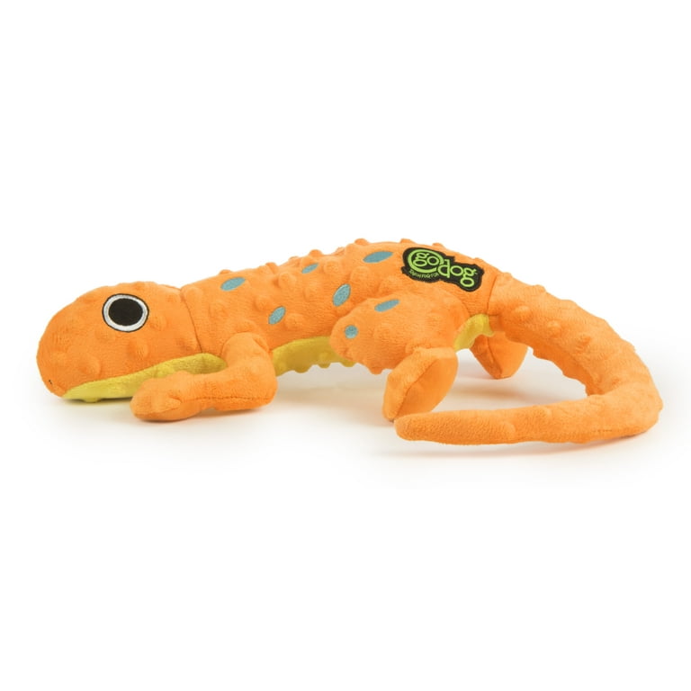 goDog Amphibianz Gecko Squeaky Plush Dog Toy, Chew Guard
