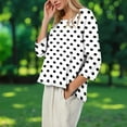 thumbnail image 6 of YUGYXL Womens Polk Dots T Shirts 3/4 Length Sleeve Crew Neck Tunic Tops Fall Clothes Winter Casual Loose Comfy Tops White M, 6 of 8