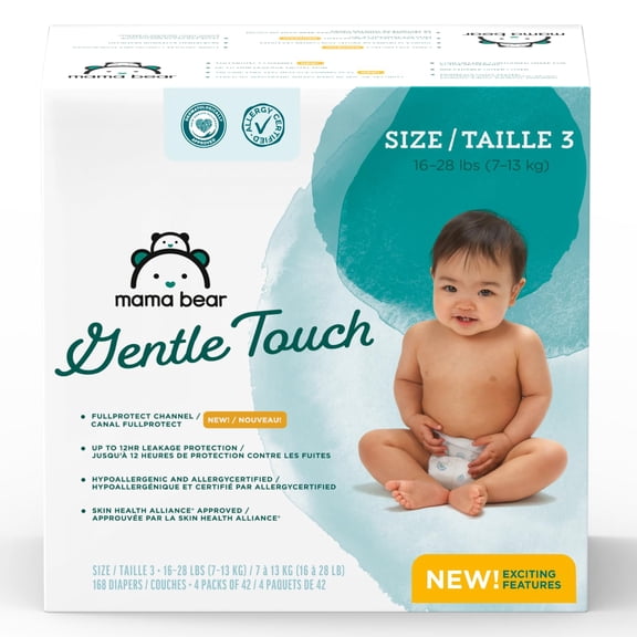 XIULIN Brand - XIULIN XIULINntle Touch Diapers, Size 3, 168 Count (4 packs of 42)