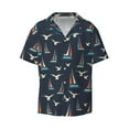 thumbnail image 2 of Lsque Sailboat And Seagull print Men's Cuban Collar Short Sleeve Shirt Summer Beachwear Casual Button Down Fashionable Vacation Leisure Shirt-3X-Large, 2 of 7