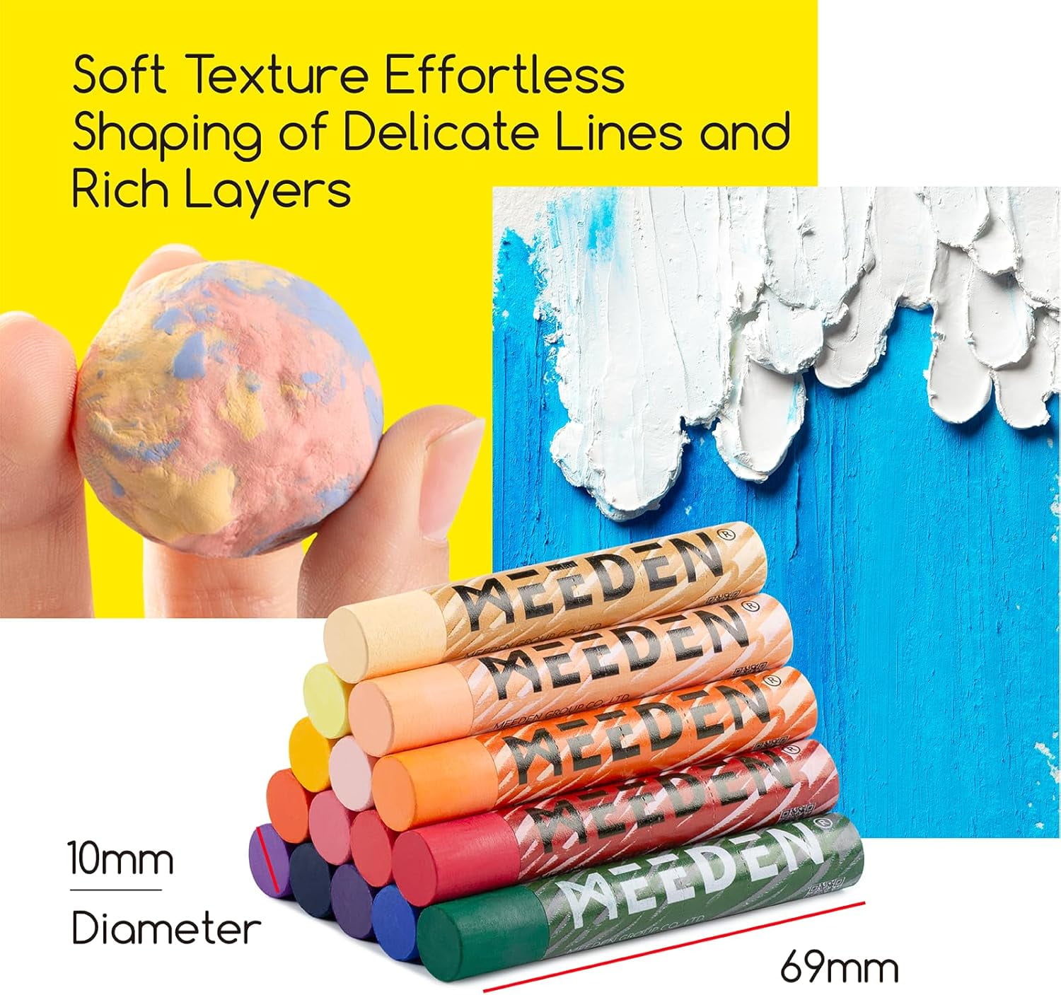 Soft Oil Pastels Set: 48 Colors with Extra 4 White Oil Pastels for Artists Beginners Adults Teachers - Vibrant Oil Pastel Crayons for Art Painting & Drawing, Blending, Layering, Shading