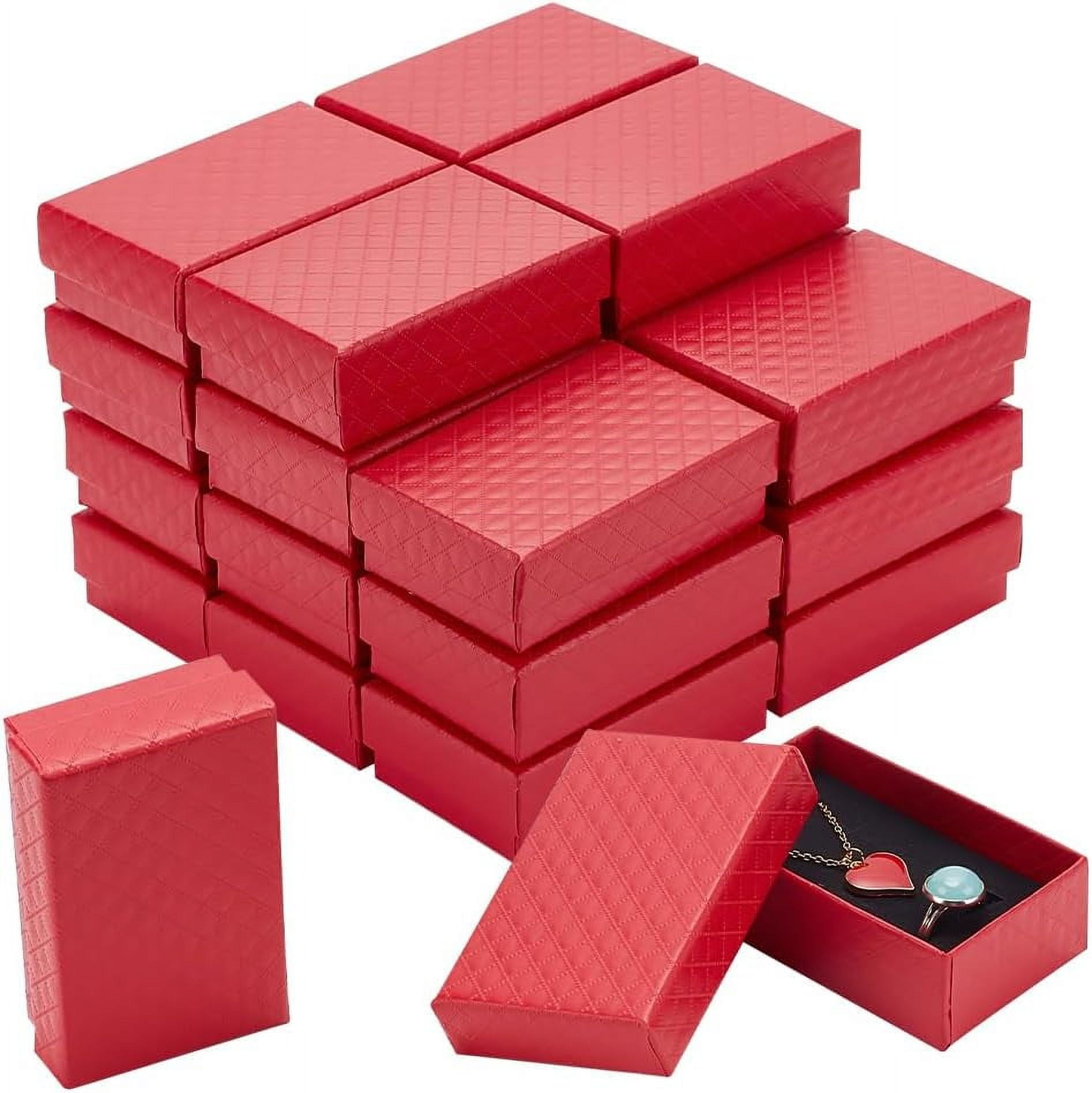 24 Pack Jewelry Gifts Boxes 3x2 Inch Rectangle Cardboard Earring Necklace Storage Boxes with Velvet Sponge for Ring Weddings Birthdays (Pink)