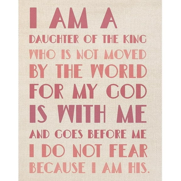 I Am a Daughter of The King poster Christian Religious Bible Verse Wall Hanging for Nursery, Kids Room, Girls Room, Girlss Bedroom, Playroom, Classroom Poster Decor