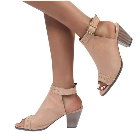 

Open Toe Women Platform Block Heeled Sandals Open Toe Ankle Strap Sandal Western Bootie Stacked Heel Open Toe Shoes