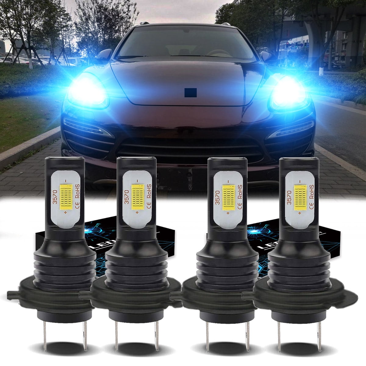H7 Headlights for 20032014 Porsche Cayenne H7 LED High/Low Beam 8000K