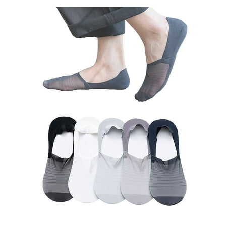 

5 Pairs Invisible Ice Silk Breathable Socks No Show Socks for Men and Women Ultra Low Cut Socks with Non-Slip Grips
