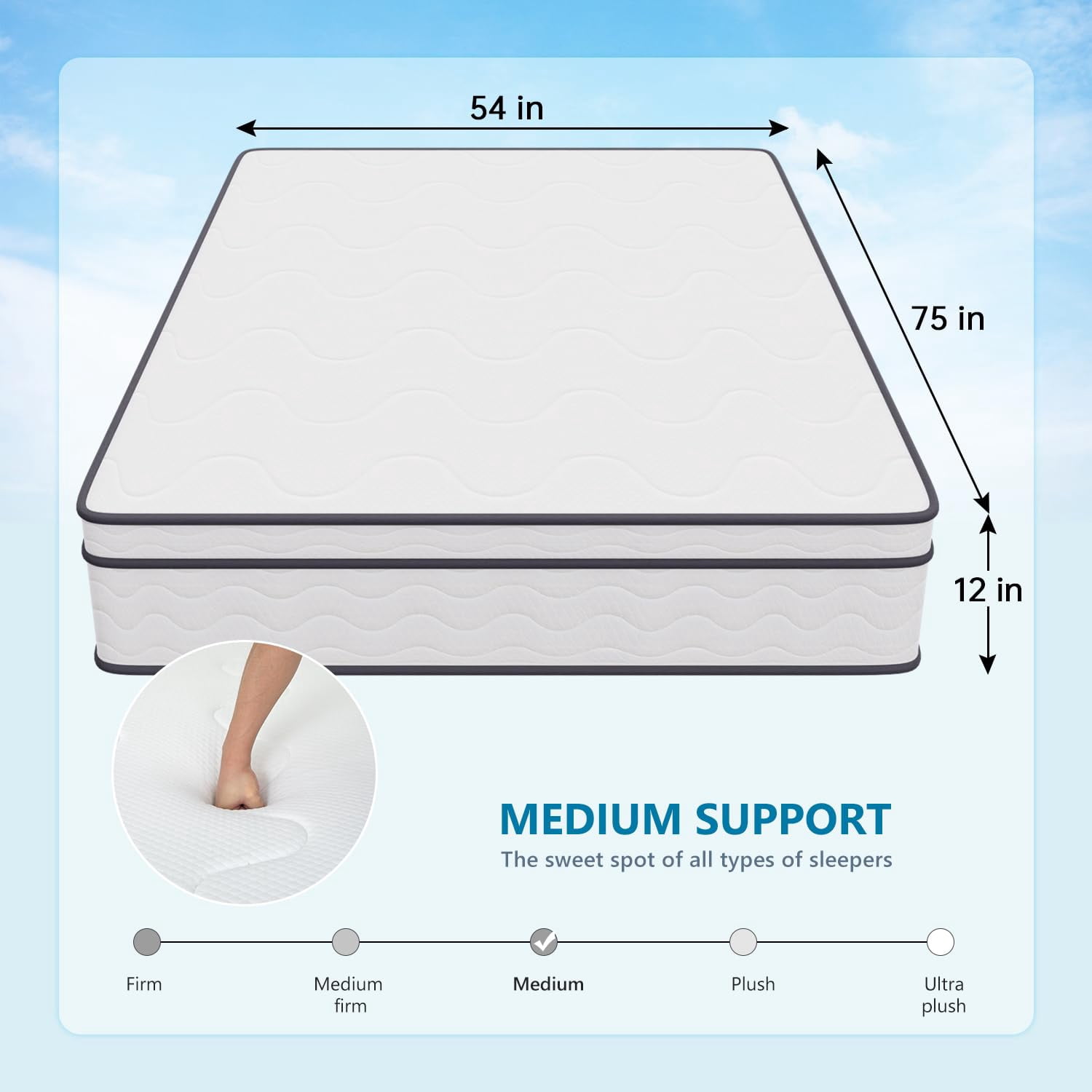 YRLLENSDAN Full Size Mattress in a Box, Foam Spring Hybrid Mattress, Medium Firm Full Mattress 12 Inch, Fiberglass Free Mattress Full Size Double Bed Mattress