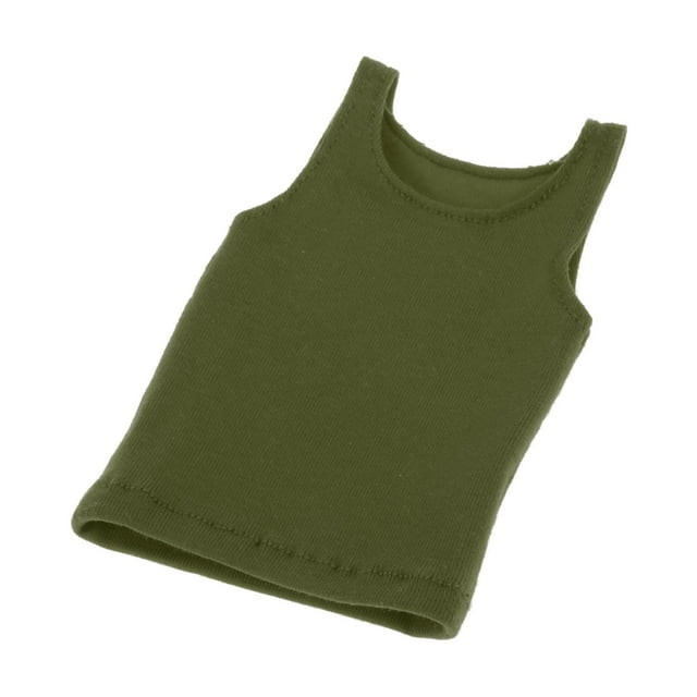 Camiseta de figuras de hombres a escala 1/6, chaleco sin mangas, ropa de muñeca hecha a mano, ropa en miniatura para vestir figuras de 12 pulgadas Verde CUTICAT Figura chaleco sin mangas