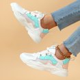 thumbnail image 2 of Sneakers for Women Trendy Color Block Breathable Mesh Running Shoes Casual Lace up Platform Athletic Tennis Shoes Light Blue Size 7.5, 2 of 7