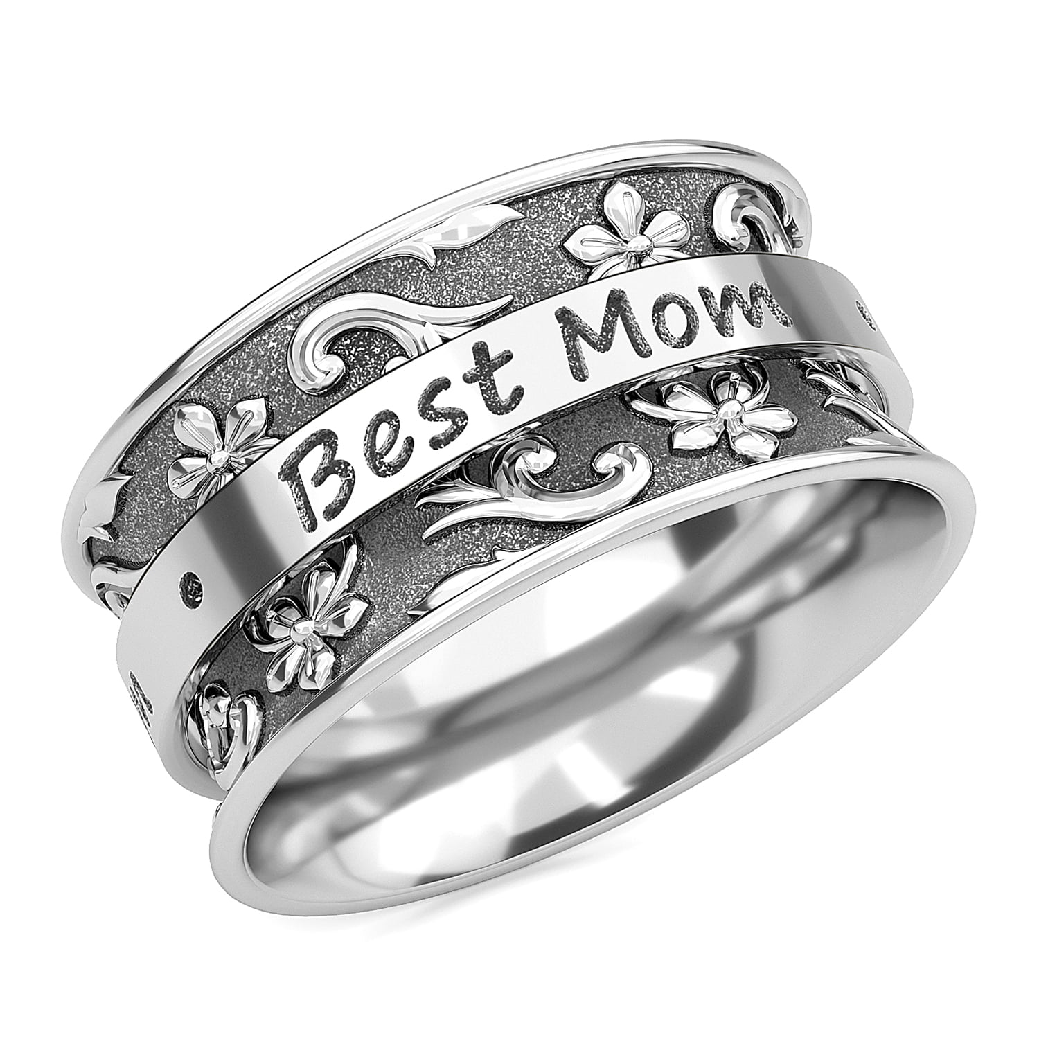 Superb 925 Sterling Silver Triple Spinning wheel Spinner Curved Ring Gift Boxed 