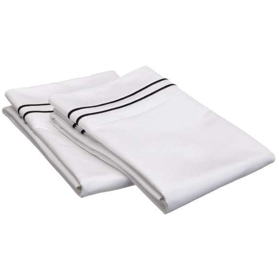 100% Egyptian Cotton, 800 Thread Count Pillowcases, King, Solid, White/Black