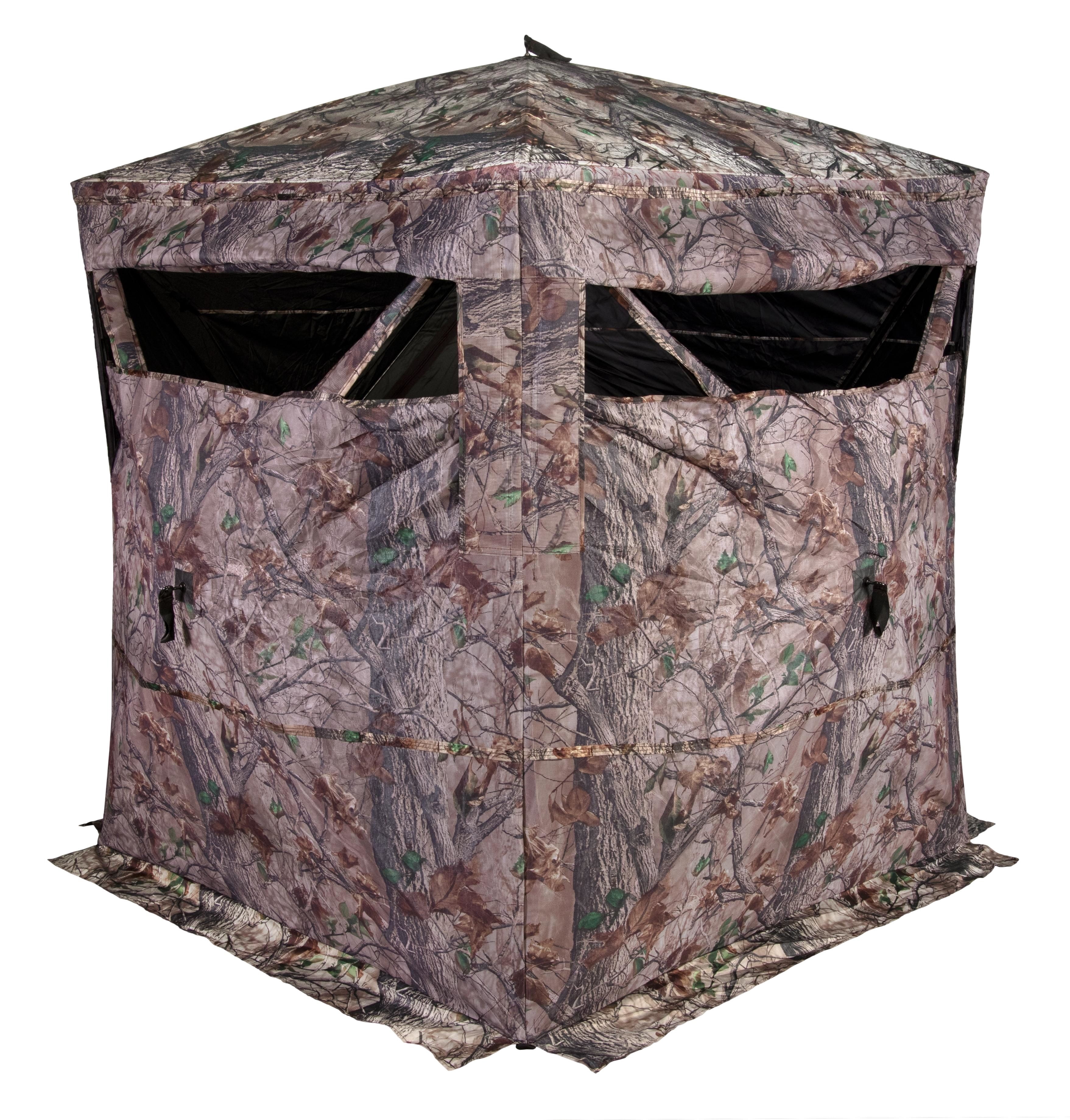 Muddy Outdoors Hunting Easy Set-Up Portable Concealable Black-Backed Water Resistant Epic Camo Prevue Ground Blind, 2 Person Blind