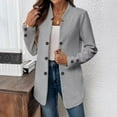 thumbnail image 5 of Women's Fashionable Casual Long-Sleeved Solid Color Three-Button Double-Breasted Blazer for Fall and Winter Professional Wear,Gray,M, 5 of 6