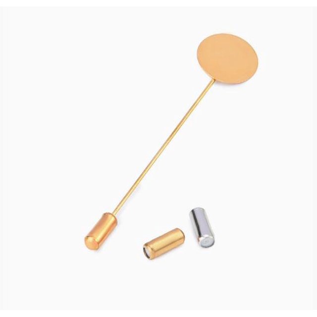 Miangastore 20 Sets DIY Copper Hat Pin Blank Lapel Pin Set Flat Round Tray Design for Brooches Corsage Needles and Craft Projects Jewelry Making Accessories