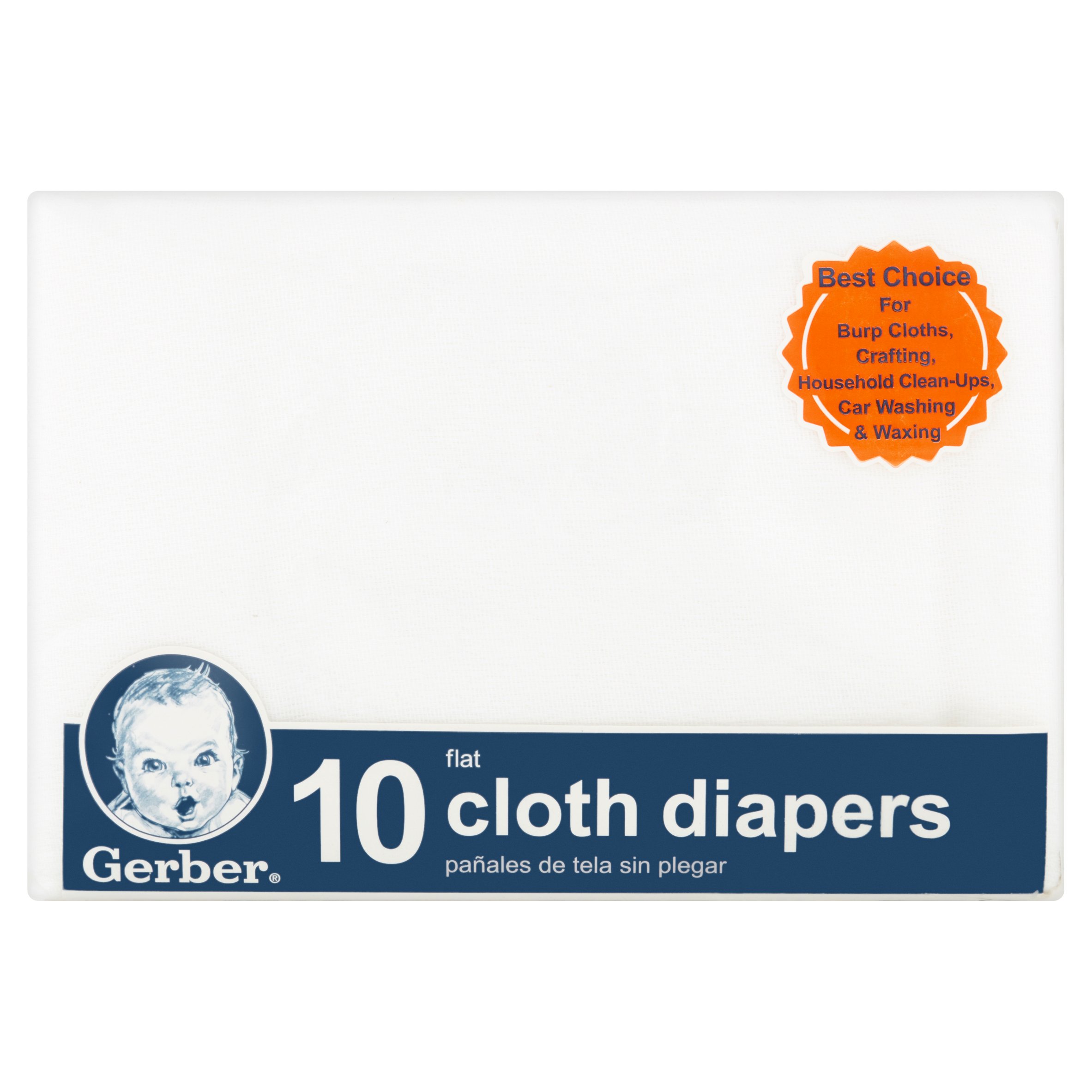 Gerber 100% Cotton Flatfold Cloth Baby Diaper, White 10 Pack - image 3 of 8